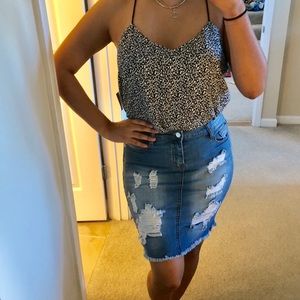 Distressed Jean Skirt